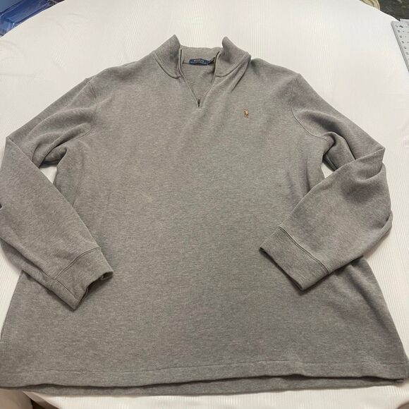 Polo Ralph Lauren Men’s Grey Quarter Zip Sweater Pullover Size XXL - Picture 1 of 7